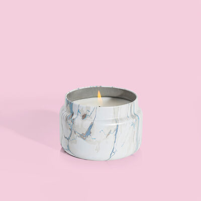 Blue Jean Modern Marble Printed Travel Tin Candle Lit
